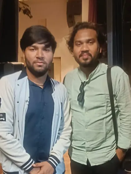 A picture with a student. My aim is to be an approachable guide for anyone on the path of learning tabla, just as my Gurus have been for me.