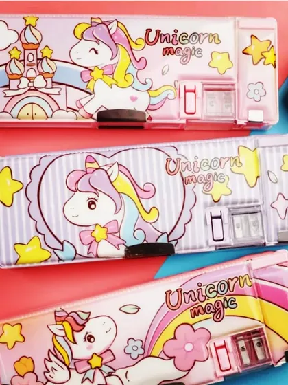 These unicorn-themed pencil boxes are a favorite among kids. They feature multiple compartments and built-in sharpeners, with several magical designs to choose from.