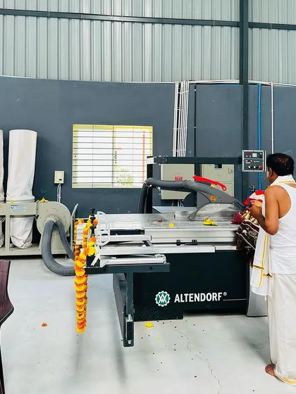 Our Altendorf panel saw, a key piece of equipment that ensures the highest level of precision in our woodwork.