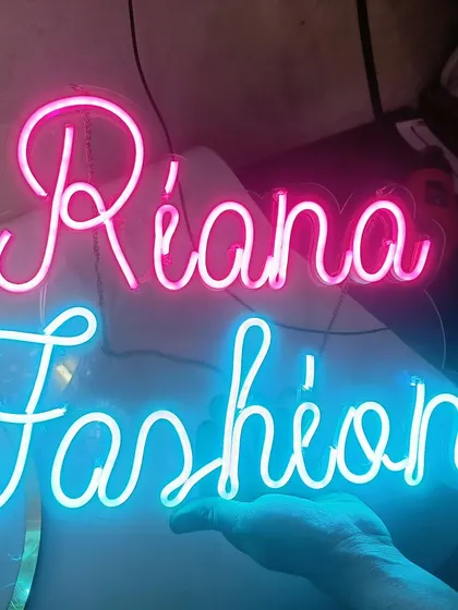 Light up your space with a custom neon sign. We can create signs with your name, brand, or any phrase in various colors for your room, office, or boutique.