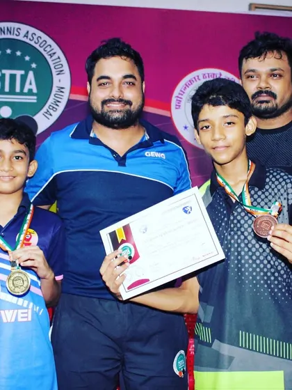 Our U-11 and U-15 champs Aakarshan, Aayan, and Ryan after their victories at the 1st Mumbai district TSTTA tournament.