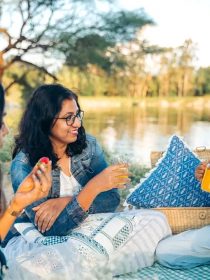 Our co-founder Abhinayah enjoying the picnic with family. Our cushion covers are designed for real-life moments of joy and togetherness.