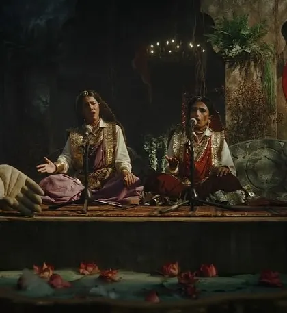 A performance shot from 'Ishqbawla' on the Coke Studio set. We used low-key lighting with small practicals like candles to create a mystical and traditional ambiance for the singers.