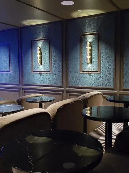 A duplicate of 85, this side view shows the beautiful interplay of light, texture, and pattern in the room's design.