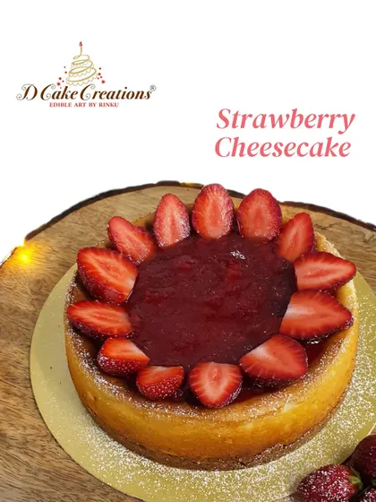 A classic baked strawberry cheesecake with a fresh strawberry compote center. It's creamy, tangy, and absolutely irresistible.
