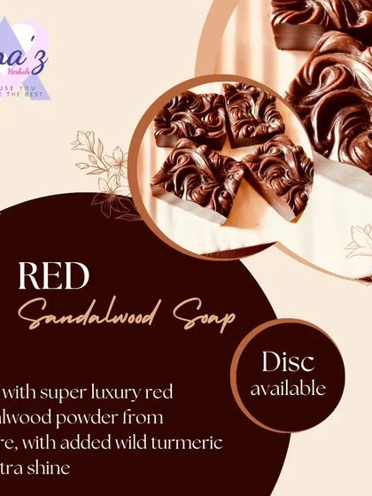This is my Red Sandalwood Soap, made with pure powder from Mysore and a touch of wild turmeric. It's a fantastic soap for treating acne, sunburn, and signs of aging.