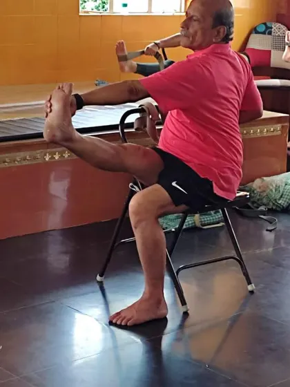Additional images from my personal practice and teaching sessions, demonstrating a wide variety of asanas and the use of props. Each photo shows a moment of exploration in the journey of yoga.