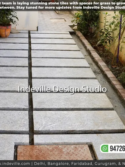 Another angle of the stone tile installation, showing the precision and care my team takes in laying out the hardscape elements.