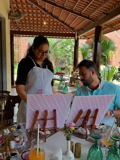 Not your usual date, and that’s what makes it special. This couple spent their afternoon painting side-by-side, creating a beautiful piece of art and a lasting memory.