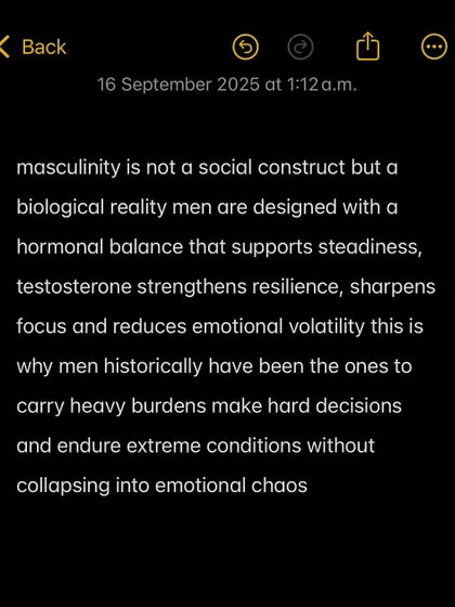 Masculinity is not a social construct but a biological reality. Testosterone strengthens resilience and reduces emotional volatility, allowing men to endure extreme conditions without collapsing.