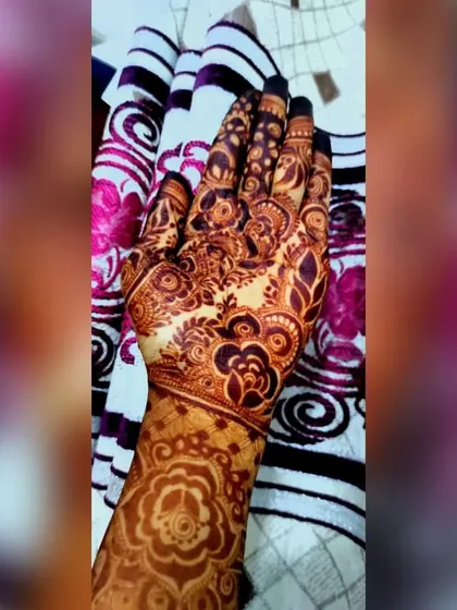 A full palm view of the deep, rich color achieved with my homemade organic henna.