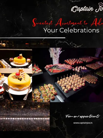 A sweet assortment is essential to adorn your celebrations. This collage showcases some of the desserts I offer, from elegant cakes to bite-sized traditional Indian sweets. I can create a dessert bar that will mesmerize your guests.