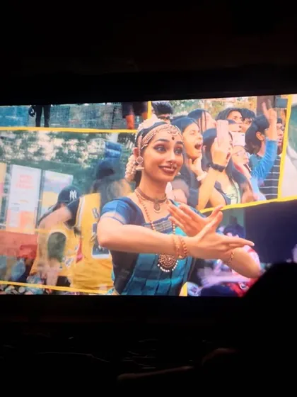 A vibrant still from 'Dange/Por' where my character performs Bharatanatyam. It was amazing to merge my two passions, dance and acting, in a single project.
