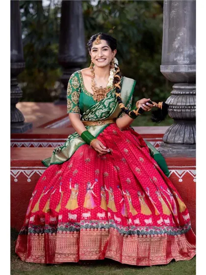An identical seated view, confirming the beautiful design and fit of the outfit.
