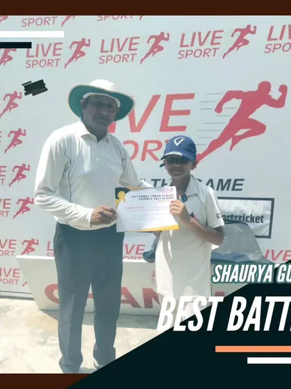 Shaurya Gupta recognized as the Best Batter. Building a solid innings is a skill we emphasize from a young age.