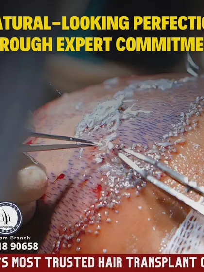 This image shows the delicate process of implanting grafts. I am committed to achieving natural-looking perfection through expert commitment and meticulous attention to detail.
