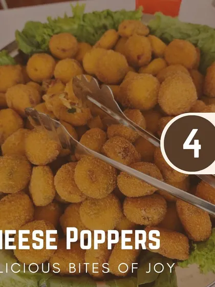 Delicious bites of joy! Our cheese poppers are a must-have starter, loved by both kids and adults for their cheesy, crispy goodness.