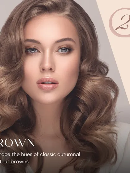 You can never go wrong with classic autumnal chestnut browns. This timeless color adds warmth, richness, and sophistication to your hair, creating a look of effortless elegance with beautiful, soft waves.