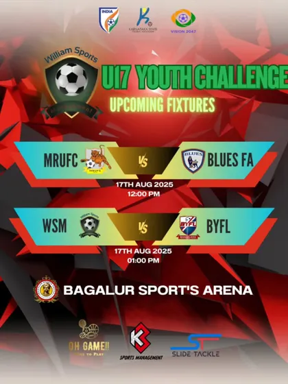 Upcoming fixture for our U17 team in the William Sports Youth Challenge against MRUFC.