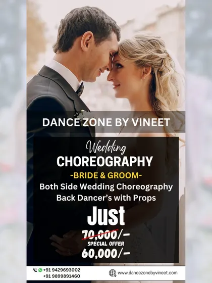 A special offer on our wedding choreography services. This package covers dance choreography for both the bride's and groom's side, and includes professional background dancers with props to elevate the performances.