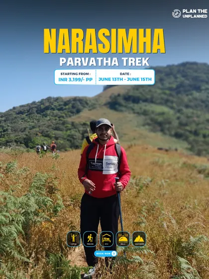 A trekker on the Narasimha Parvatha trek, another beautiful trail in the Western Ghats.