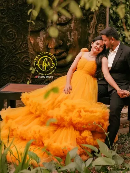 An intimate moment where the coordinated outfits create a beautiful picture. I believe in creating a balanced look where both partners feel and look their best.