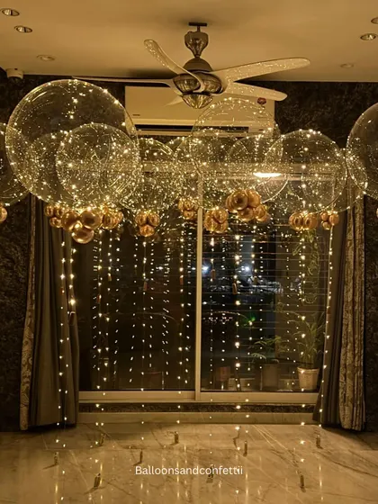 Turning your home into a fairytale. These floating bubble balloons filled with fairy lights create a dreamy, magical atmosphere for any intimate celebration, from birthdays to anniversaries.
