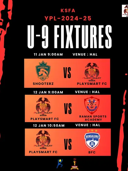 U-9 fixture list for a busy weekend. Our young athletes are ready to face off against the competition.