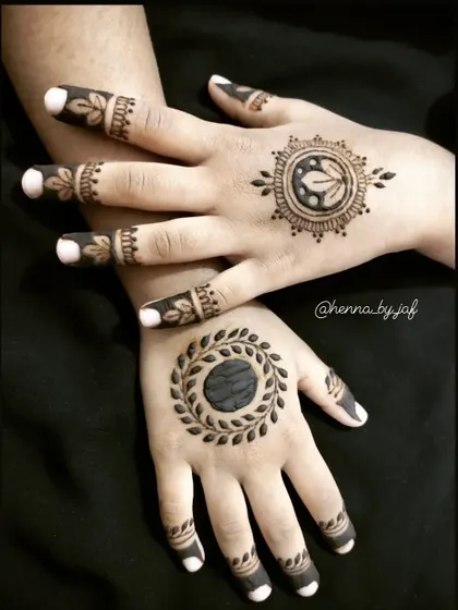 A matching set of simple mandala designs for a child.