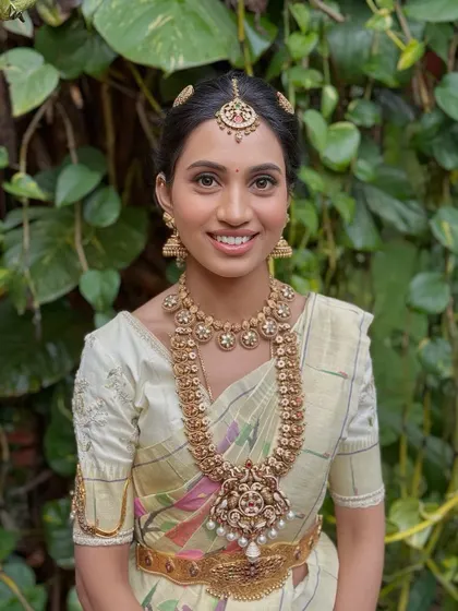 Nithya's bright, happy smile is the highlight of this portrait.