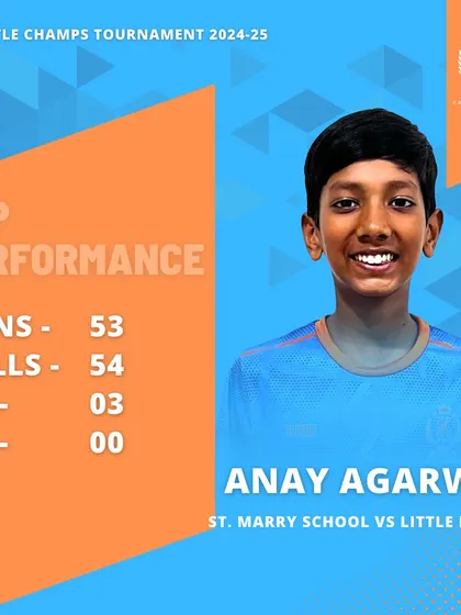 A top performance from our young star Anay Agarwal, who scored a composed 53 in the U12 Little Champs Tournament final.