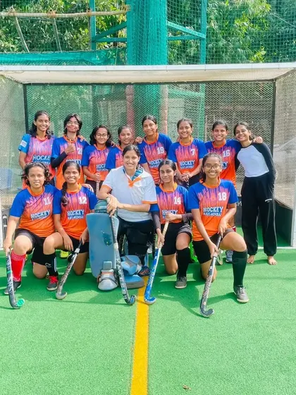 The women's team poses for a photo after a hard-fought 1-0 win against India Rush in the Joe Fernandis Hockey Tournament.
