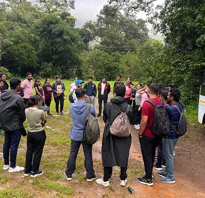 Briefing the group before we head into the Andharban jungle. Safety and clear instructions are always my top priority, especially during monsoon treks.