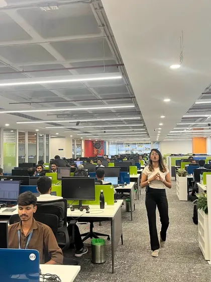 Another shot of me moving through the office, making the session personal and interactive for everyone.
