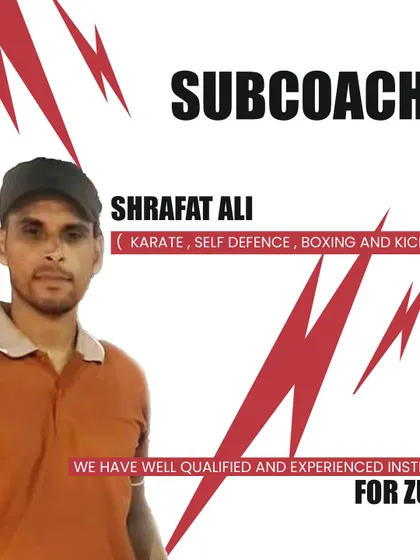 Meet our sub-coach, Shrafat Ali. He specializes in Karate, self-defense, boxing, and kickboxing, and is one of our well-qualified and experienced instructors.