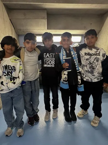 A group of our younger players enjoying their stadium visit in the UK.