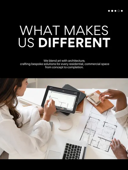 What makes us different? We blend art with architecture, crafting bespoke solutions for every residential and commercial space from the initial concept all the way to the final completion.