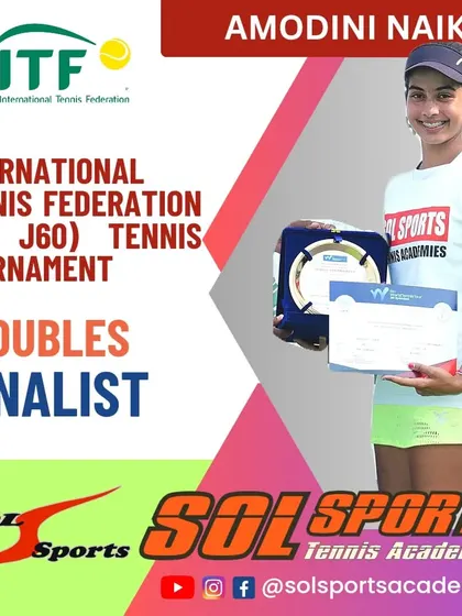 We congratulate Amodini Naik for reaching the doubles final at the ITF Juniors J60 Tennis Tournament in Hyderabad. Her dedication and hard work have paid off.