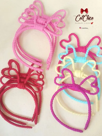 A variety of our K-Pop inspired headbands, showing the different heart and bow designs.