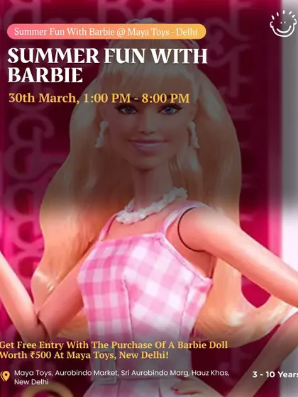 Summer Fun with Barbie at Maya Toys! A special event with free entry on the purchase of a Barbie doll.