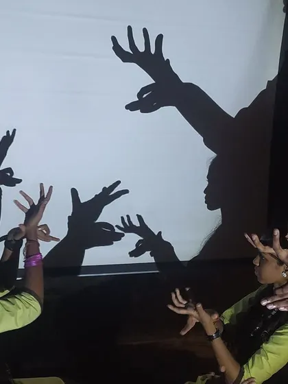 A behind the screen look at how we create our shadow puppets. Using only our hands, we form animals and characters, like these two deer, to tell stories in our Neralu - Belaku show.