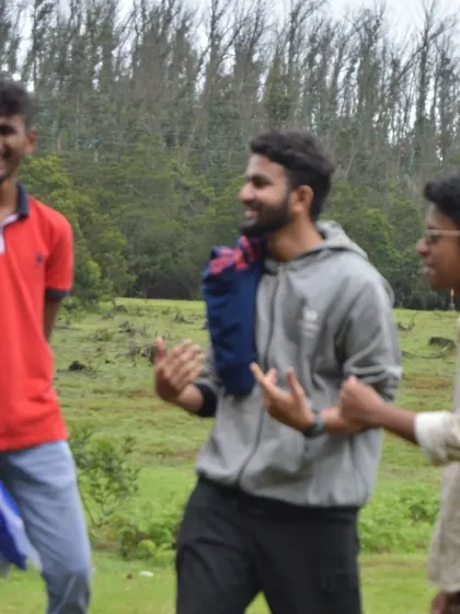 Sharing a laugh with fellow travelers. These candid moments of connection are what make group travel so special.