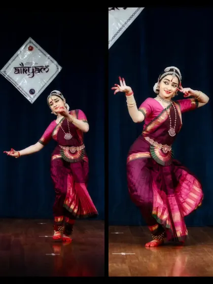A collage of two different poses from the same performance, showcasing the variety within a single recital.