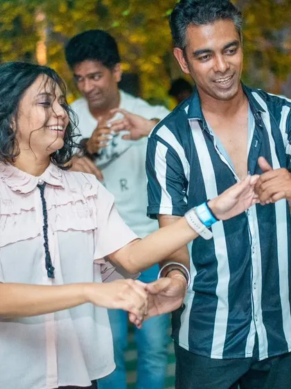 A fun and playful interaction between partners.