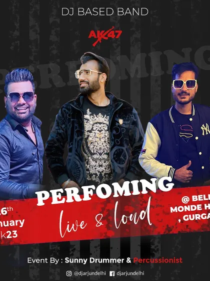 Another gig poster with the AK47 band. Our synergy on stage ensures a seamless and high-energy musical journey for the audience.