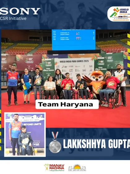 Team Haryana, including our athlete Lakkshhya Gupta, at the Khelo India Para Games. We are proud to support our athletes as they represent their state and compete at the highest level.