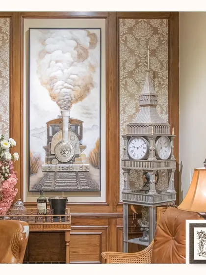 This impressive 3D wall art of a steam engine is a true showstopper. The sense of motion and historical detail makes it a powerful focal point, perfect for a study or living room with a classic theme.