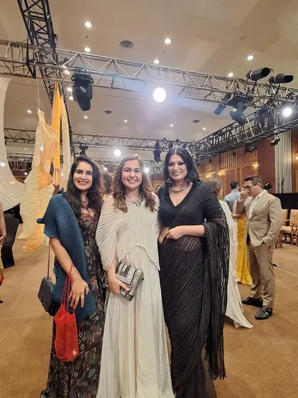 Mingling at the 'Nad – The Sound of the Looms' event. My pleated saree stood out for its modern texture and fluid drape.