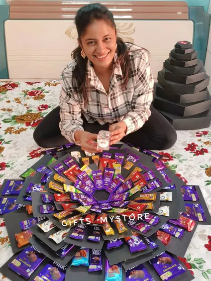 This was a huge one! A 10-layer chocolate explosion box for a birthday girl who is crazy about chocolates, with a special surprise inside.