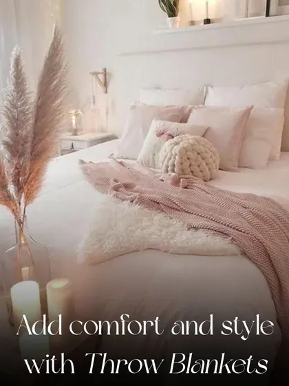 Bed Styling Tip: Add comfort and style with throw blankets. A casually draped throw at the foot of the bed adds a layer of coziness and a pop of color or texture.